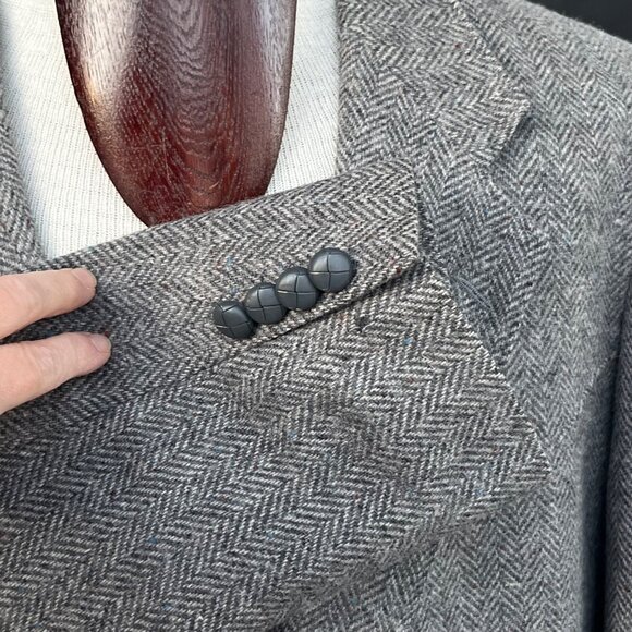 Farah Westernwear Mens Gray Herringbone 100% Wool  Sportcoat Jacket 46L - Read - Picture 9 of 15